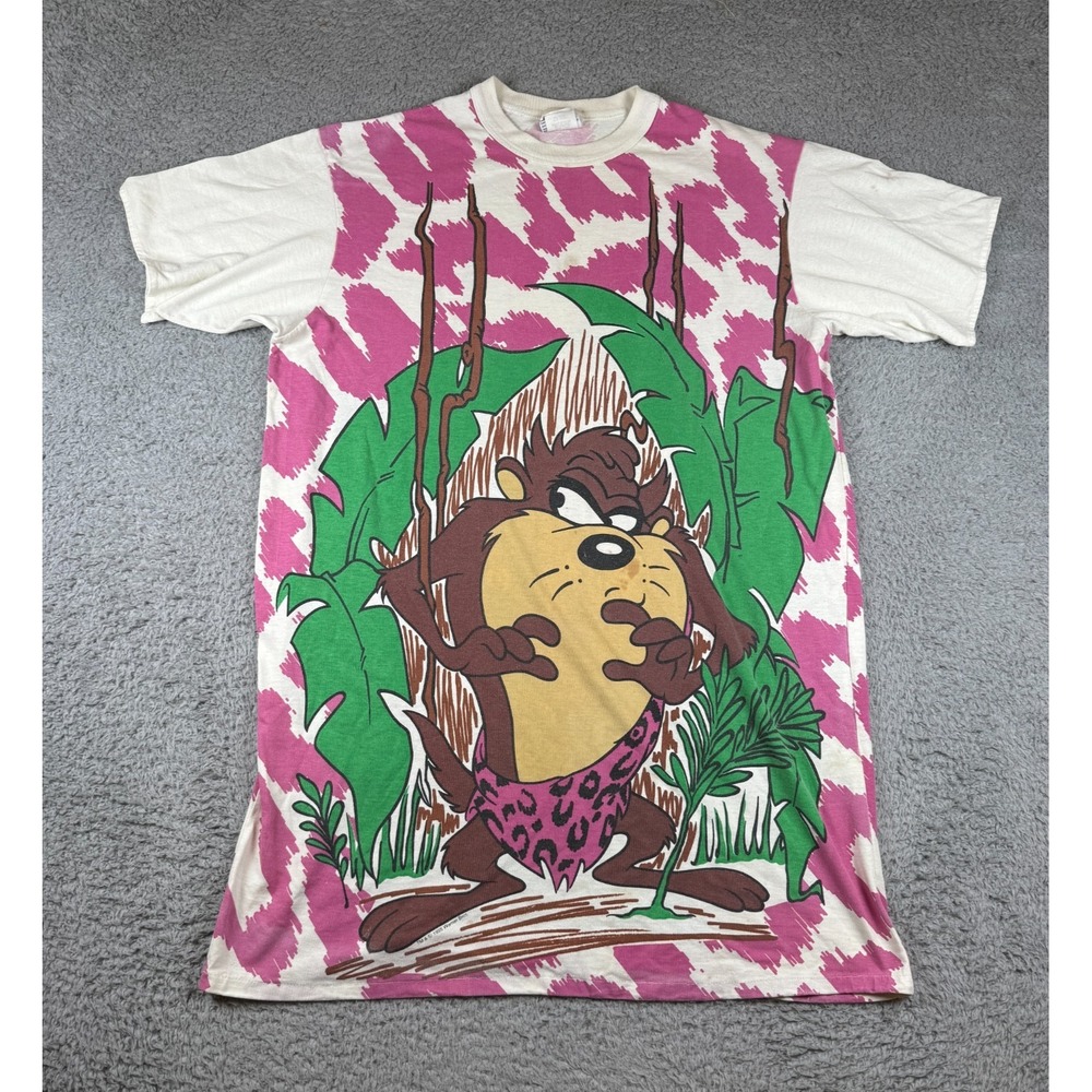 Rare Vintage Taz Tasmanian Devil Looney Tunes 1995 Shirt 90s AOP Sleepwear